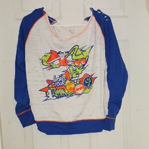 Womens Graphic Long Sleeve Shirt - Blue and White